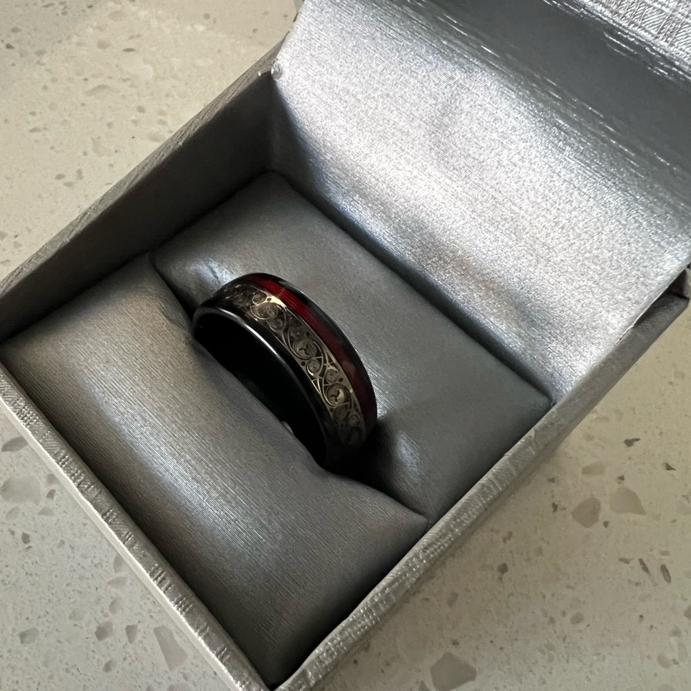 Men’s size 12 black/red tungsten ring